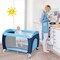 Costway Foldable Baby Crib Playpen Travel Infant Flat Bassinet Bed Mosquito Net Music with Bag Blue/Pink